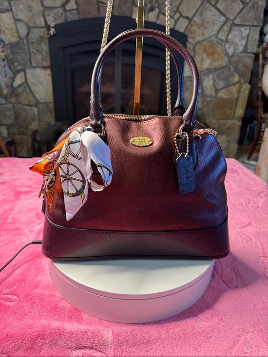 Coach Handbags - Coach Metallic Purple Pebbled Dome Satchel Gold Chain Strap Excellent